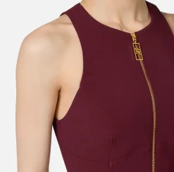 Top cropped in doppio crêpe con zip