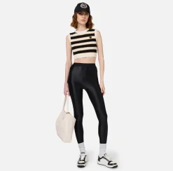 Top cropped in viscosa lurex a righe