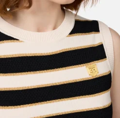 Top cropped in viscosa lurex a righe