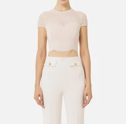 Top cropped in viscosa motivo chevron