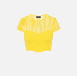 Top cropped in viscosa motivo chevron