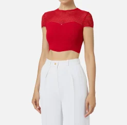 Top cropped in viscosa motivo chevron