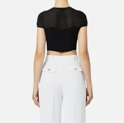 Top cropped in viscosa motivo chevron