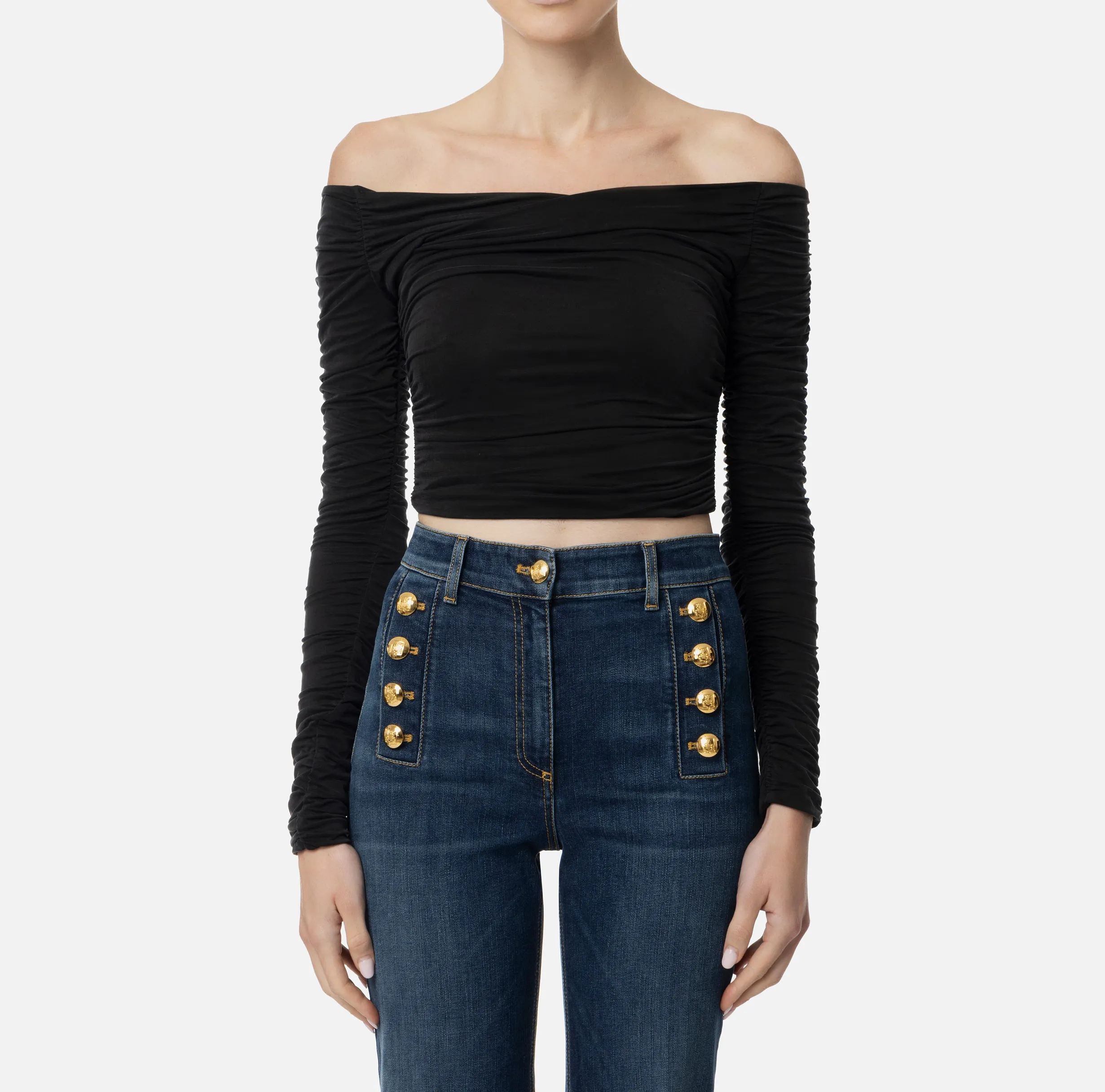 Top in jersey cupro drappeggiato