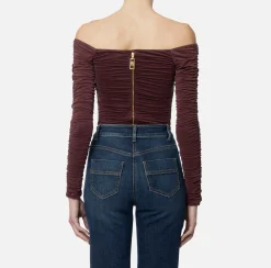 Top in jersey cupro drappeggiato