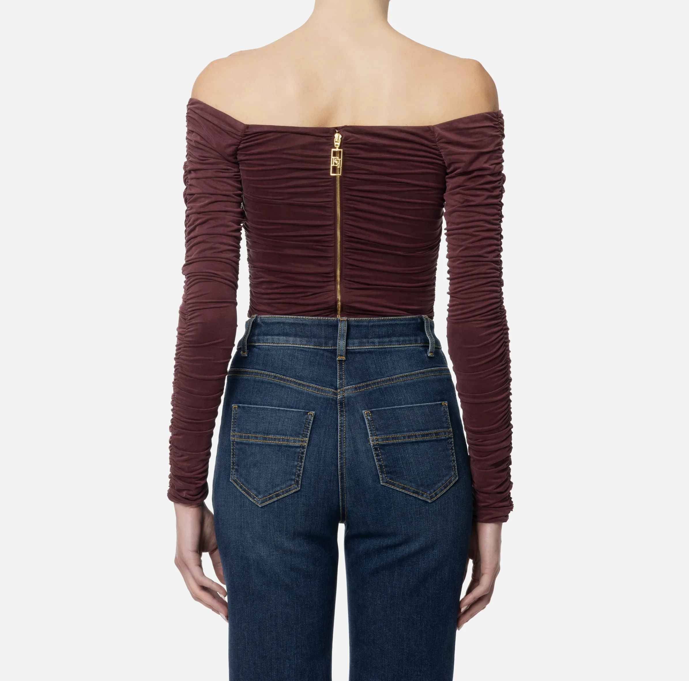 Top in jersey cupro drappeggiato