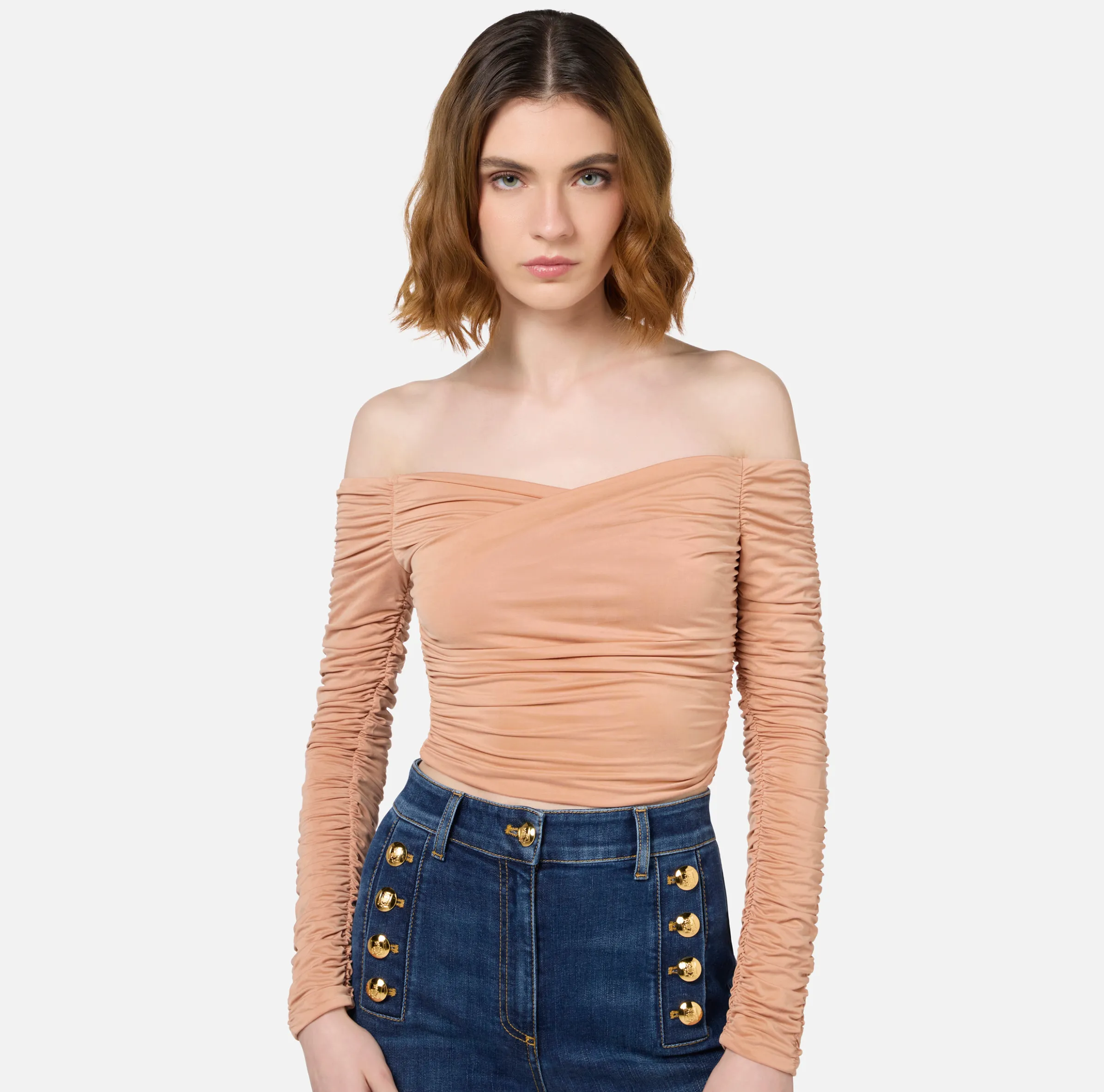 Top in jersey cupro drappeggiato