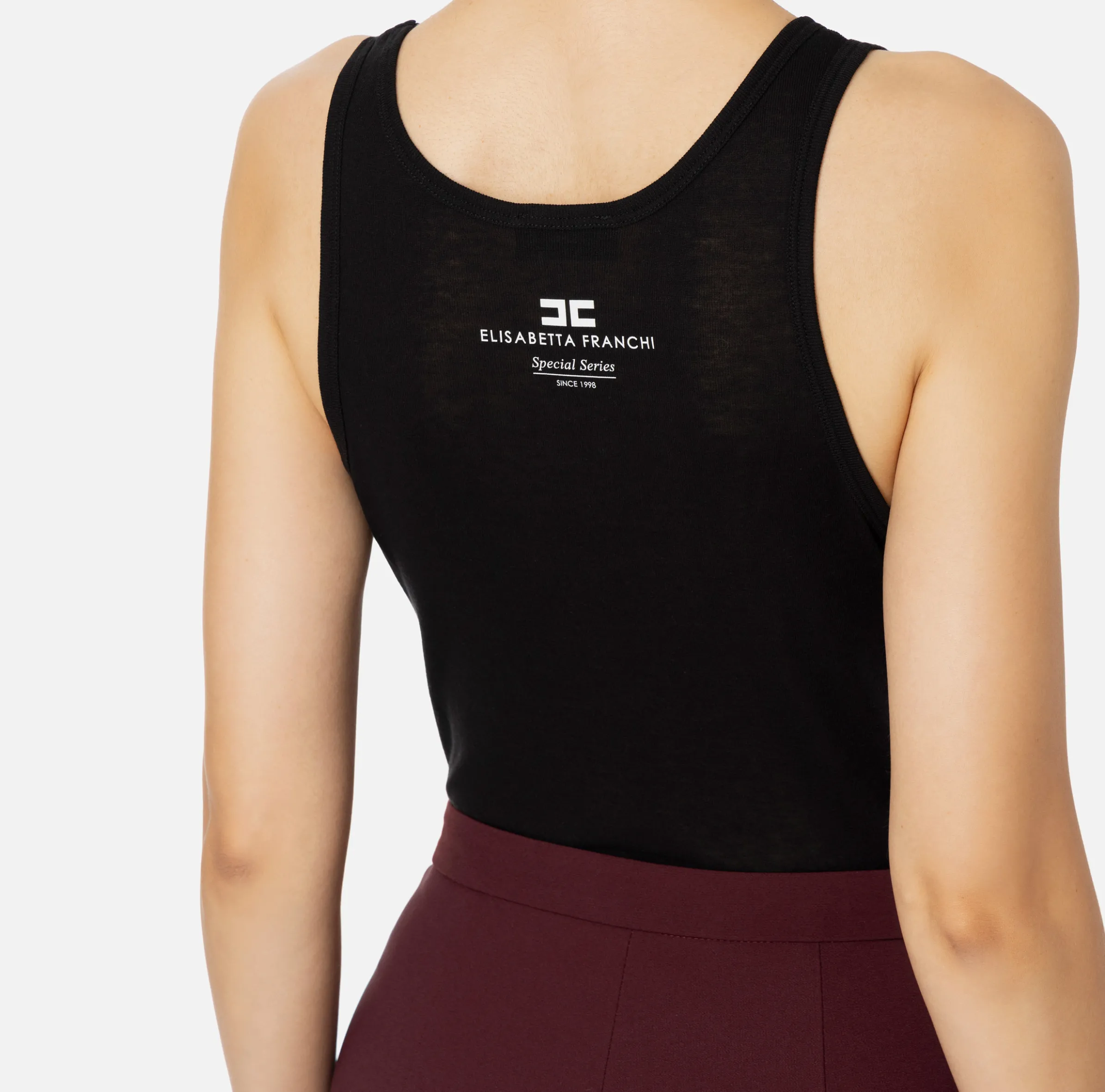 Top in jersey e lana con logo