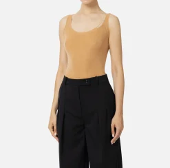 Top in lana merino con logo jacquard