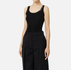 Top in lana merino con logo jacquard