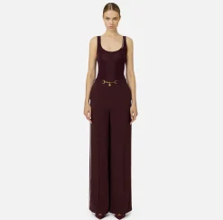 Top in lana merino con logo jacquard
