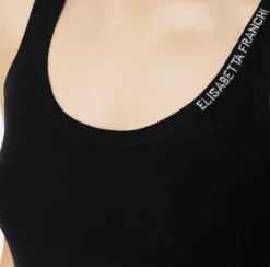 Top in lana merino con logo jacquard