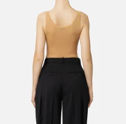 Top in lana merino con logo jacquard