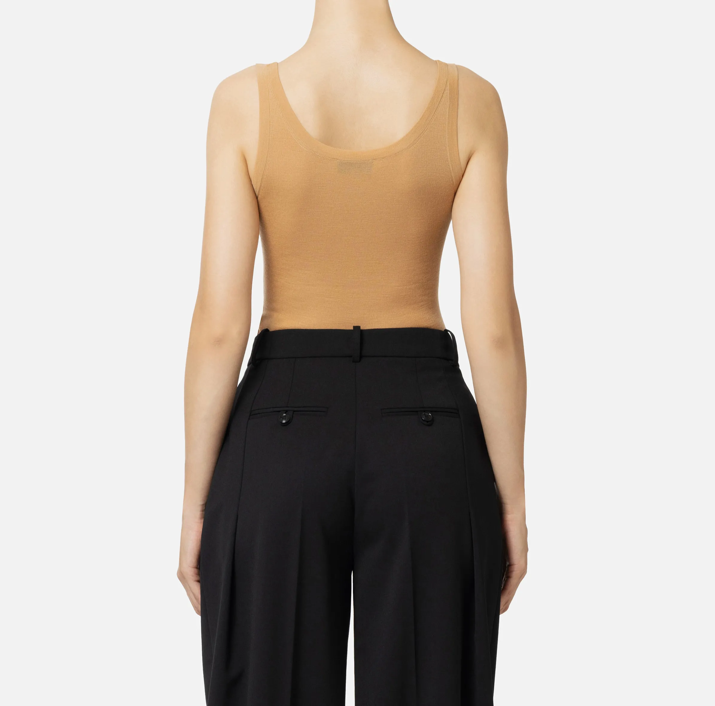 Top in lana merino con logo jacquard
