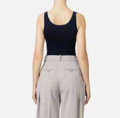 Top in lana merino con logo jacquard
