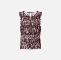 Top in tulle ricamato con paillettes pixel