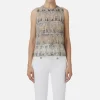 Top in tulle ricamato con paillettes pixel