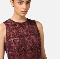 Top in tulle ricamato con paillettes pixel