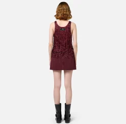 Top in tulle ricamato con frange di paillettes