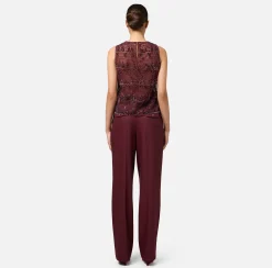 Top in tulle ricamato con paillettes pixel