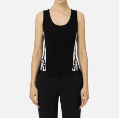 Top in viscosa con bande logate