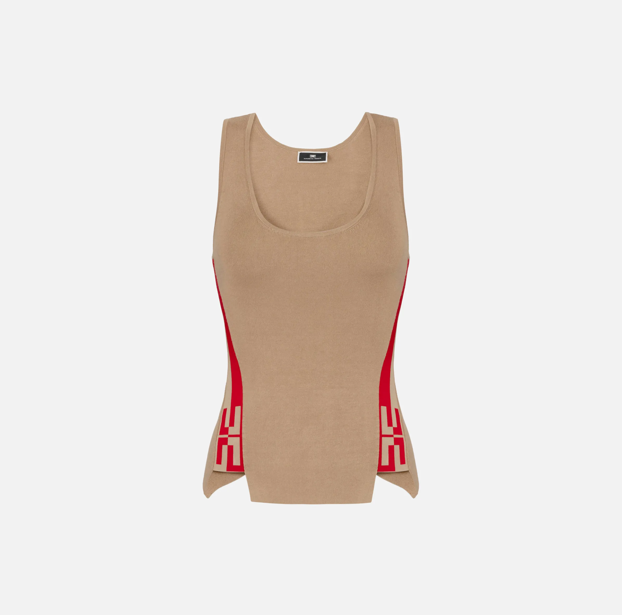 Top in viscosa con bande logate