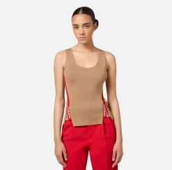 Top in viscosa con bande logate