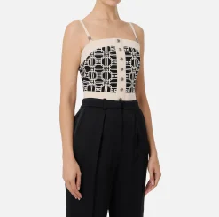 Top logo in misto viscosa jacquard
