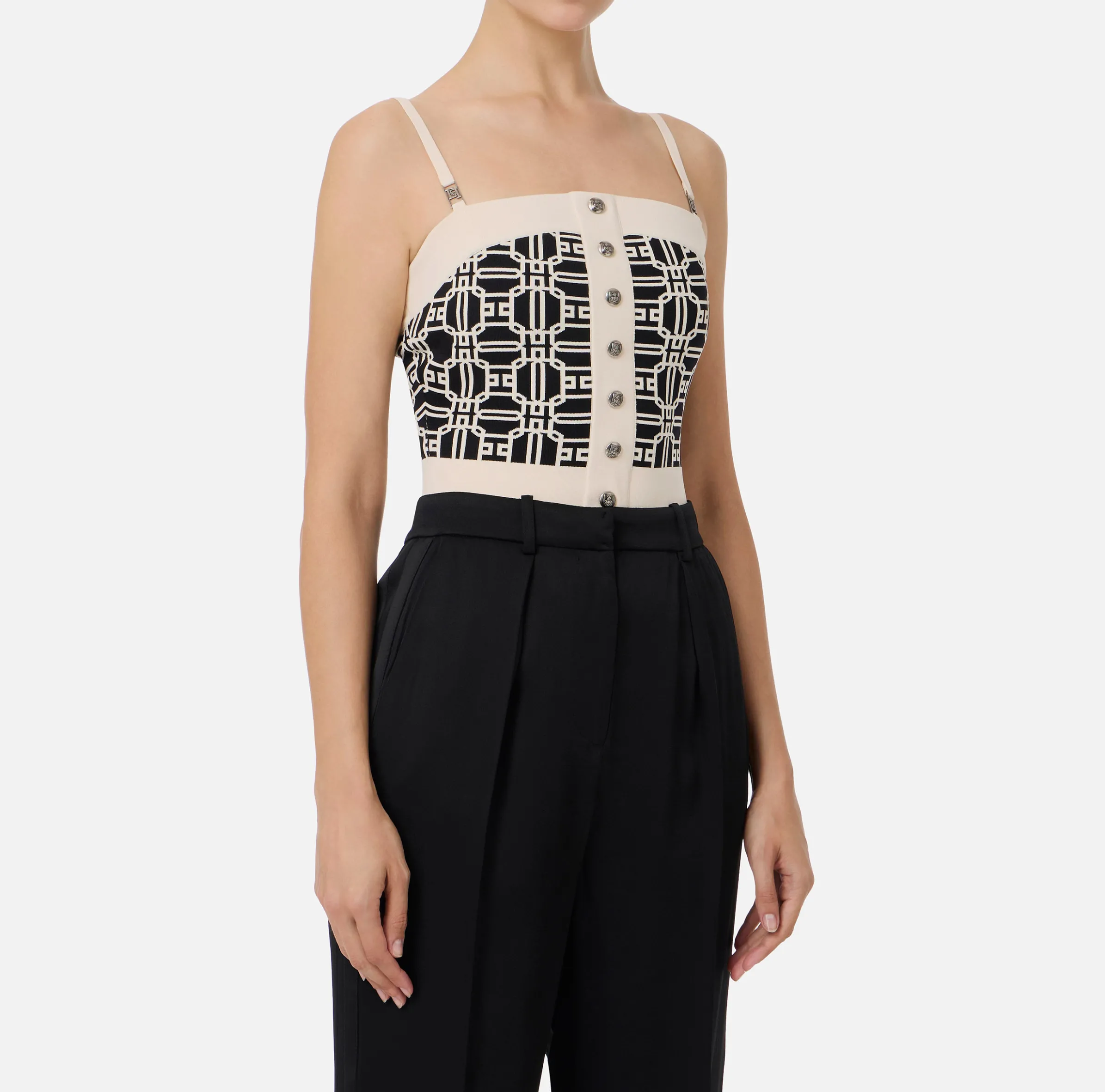 Top logo in misto viscosa jacquard