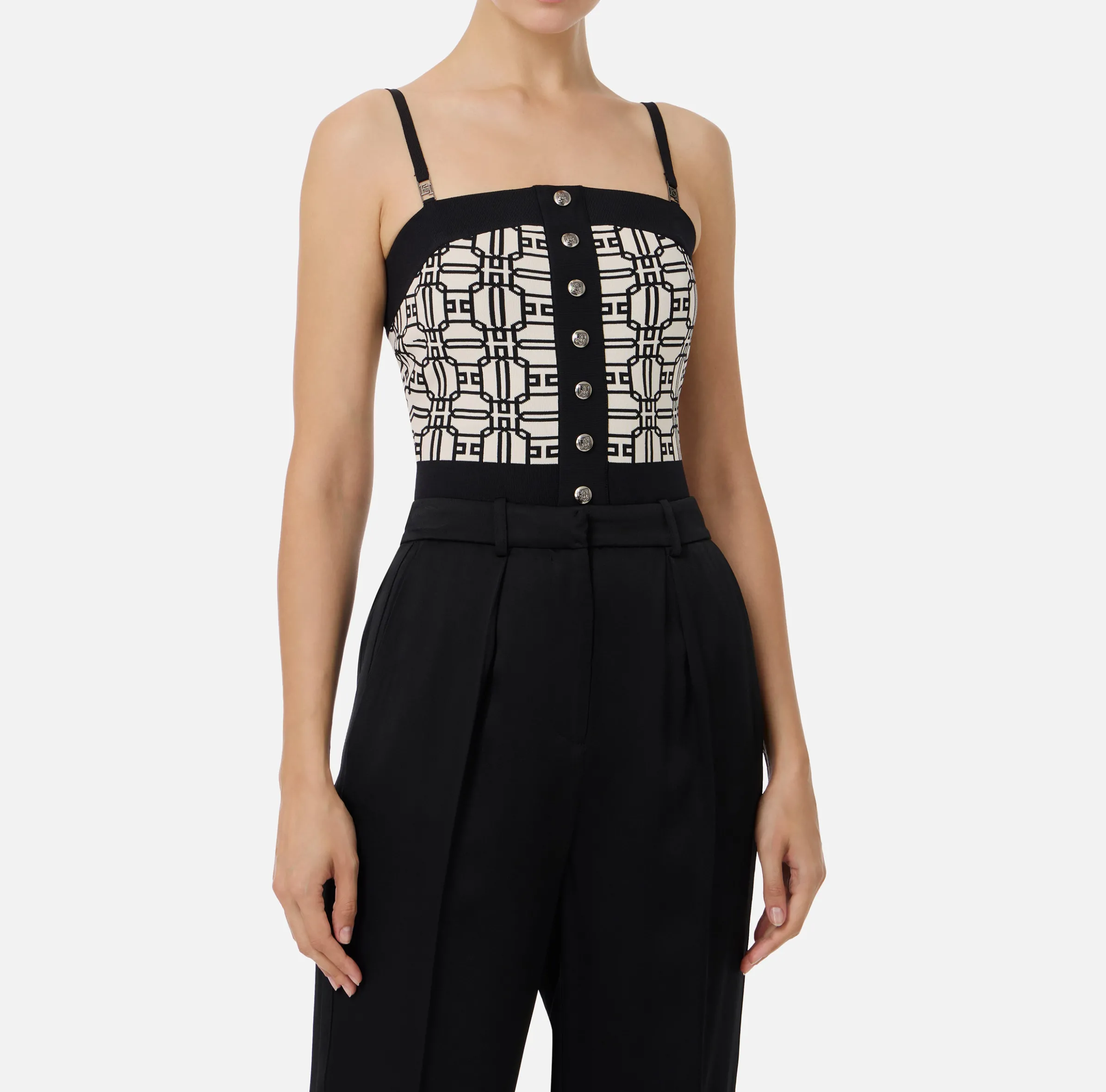 Top logo in misto viscosa jacquard