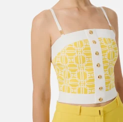Top logo in misto viscosa jacquard