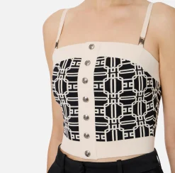 Top logo in misto viscosa jacquard