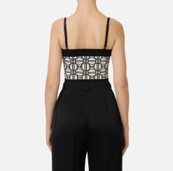 Top logo in misto viscosa jacquard