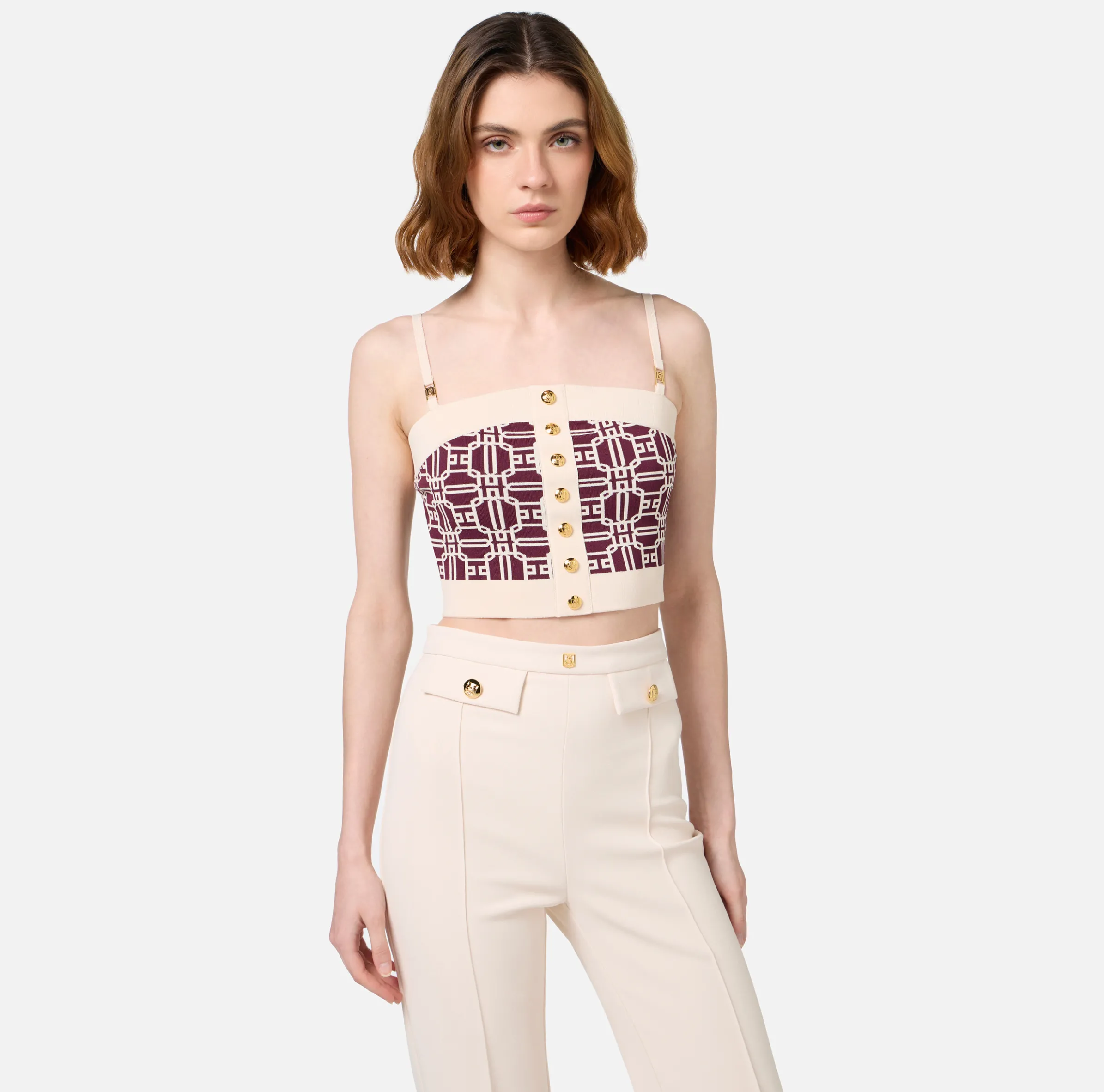 Top logo in misto viscosa jacquard