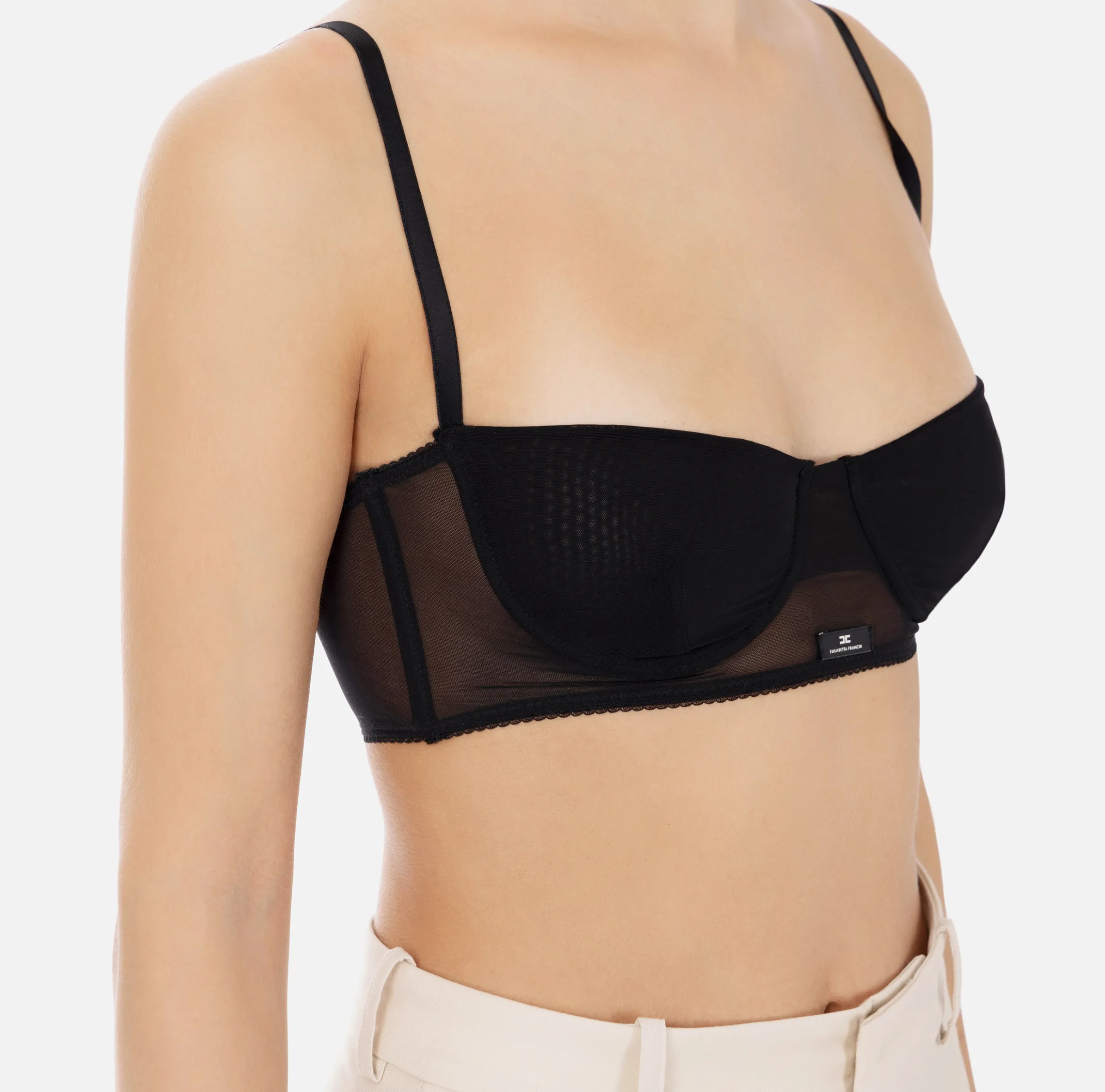 Top reggiseno in tulle stretch