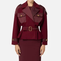 Trench in viscosa con inserti in vela