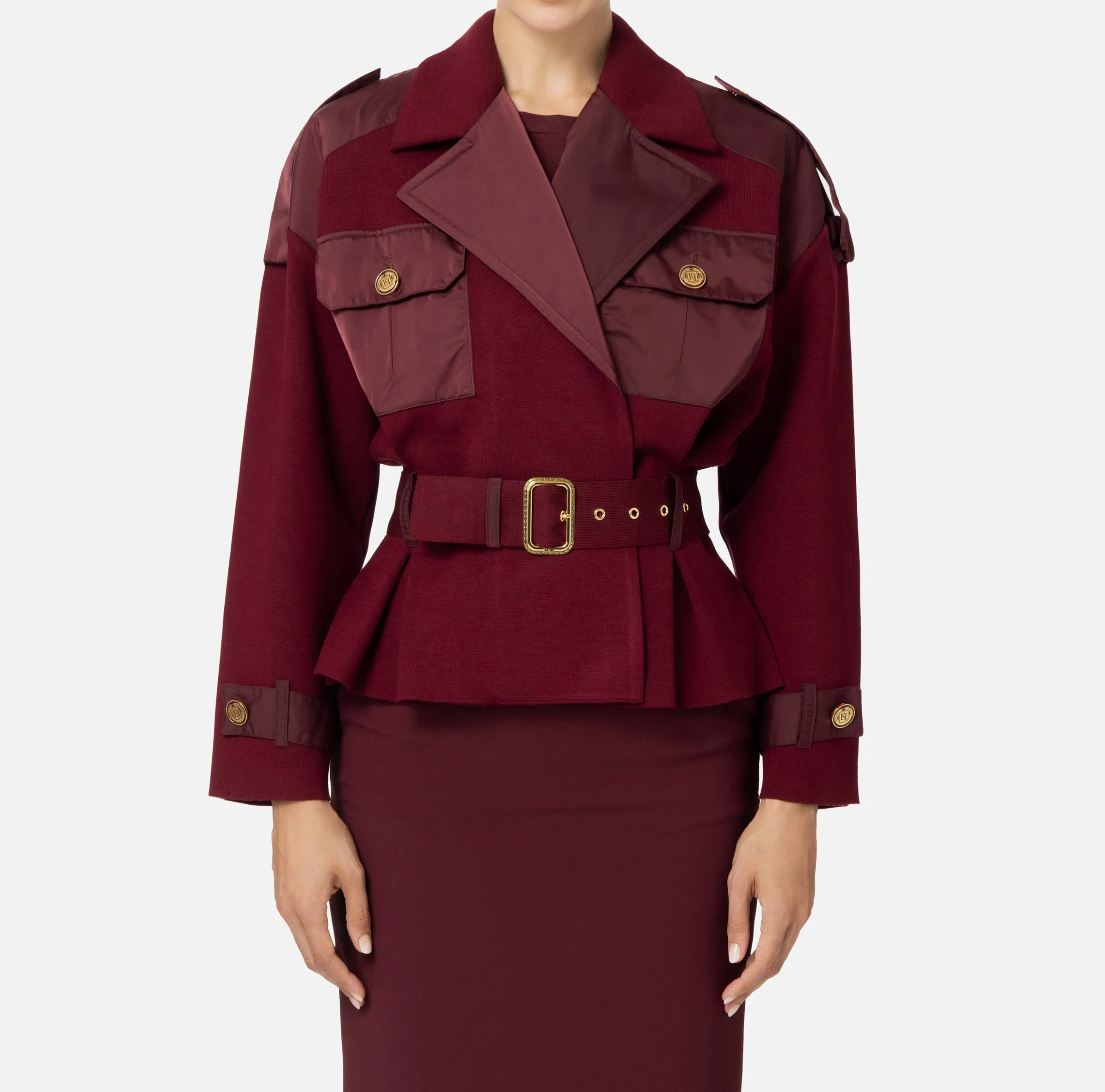 Trench in viscosa con inserti in vela