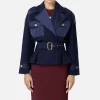 Trench in viscosa con inserti in vela