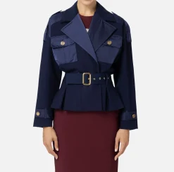 Trench in viscosa con inserti in vela