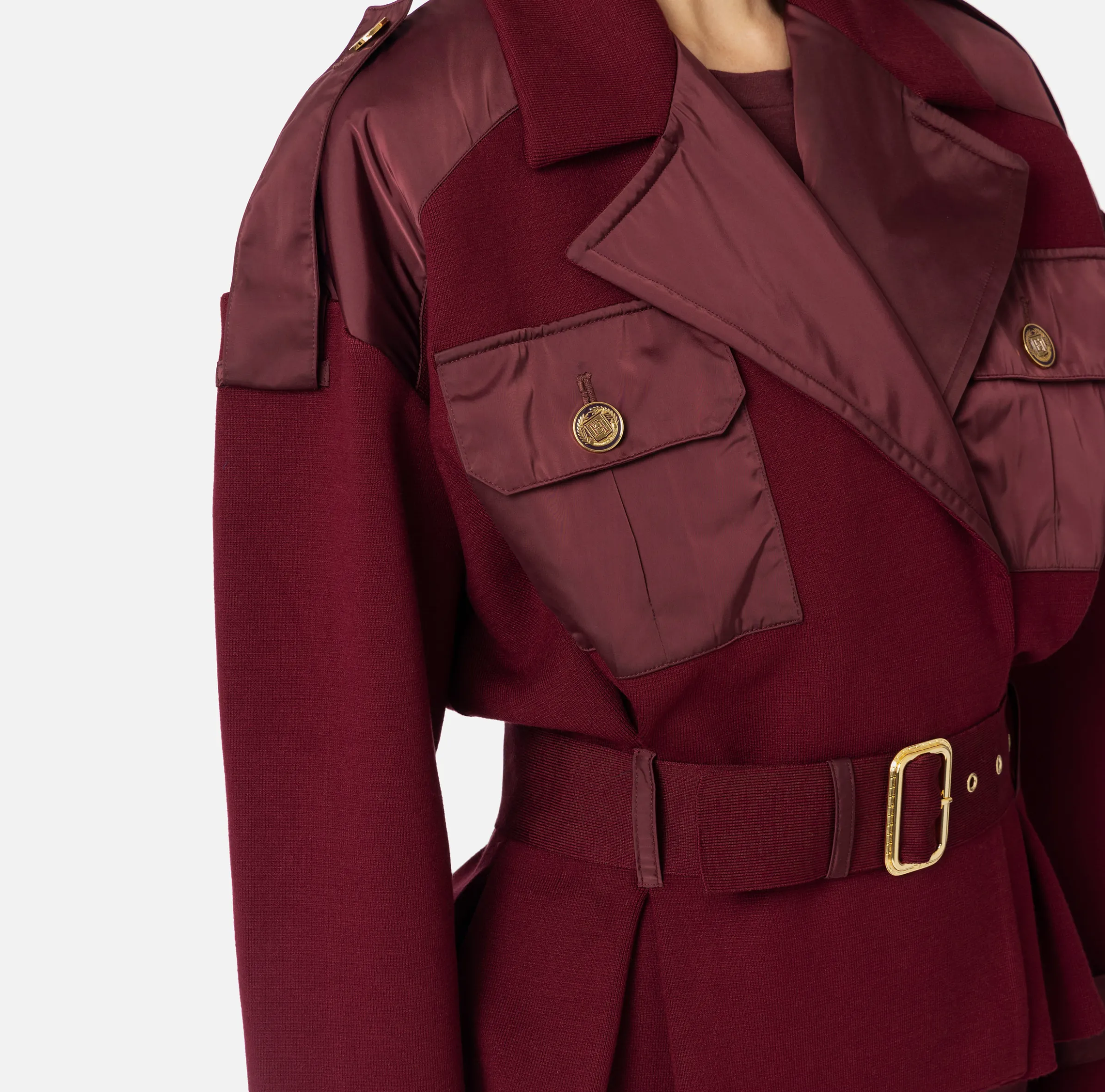 Trench in viscosa con inserti in vela
