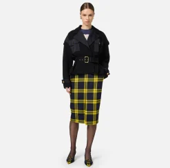 Trench in viscosa con inserti in vela
