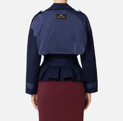 Trench in viscosa con inserti in vela