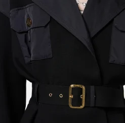Trench in viscosa con inserti in vela