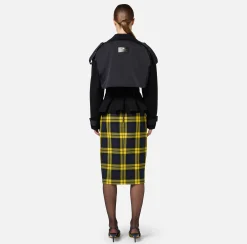 Trench in viscosa con inserti in vela