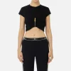 T-shirt cropped in jersey con zip