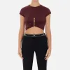 T-shirt cropped in jersey con zip