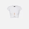 T-shirt cropped in jersey con zip
