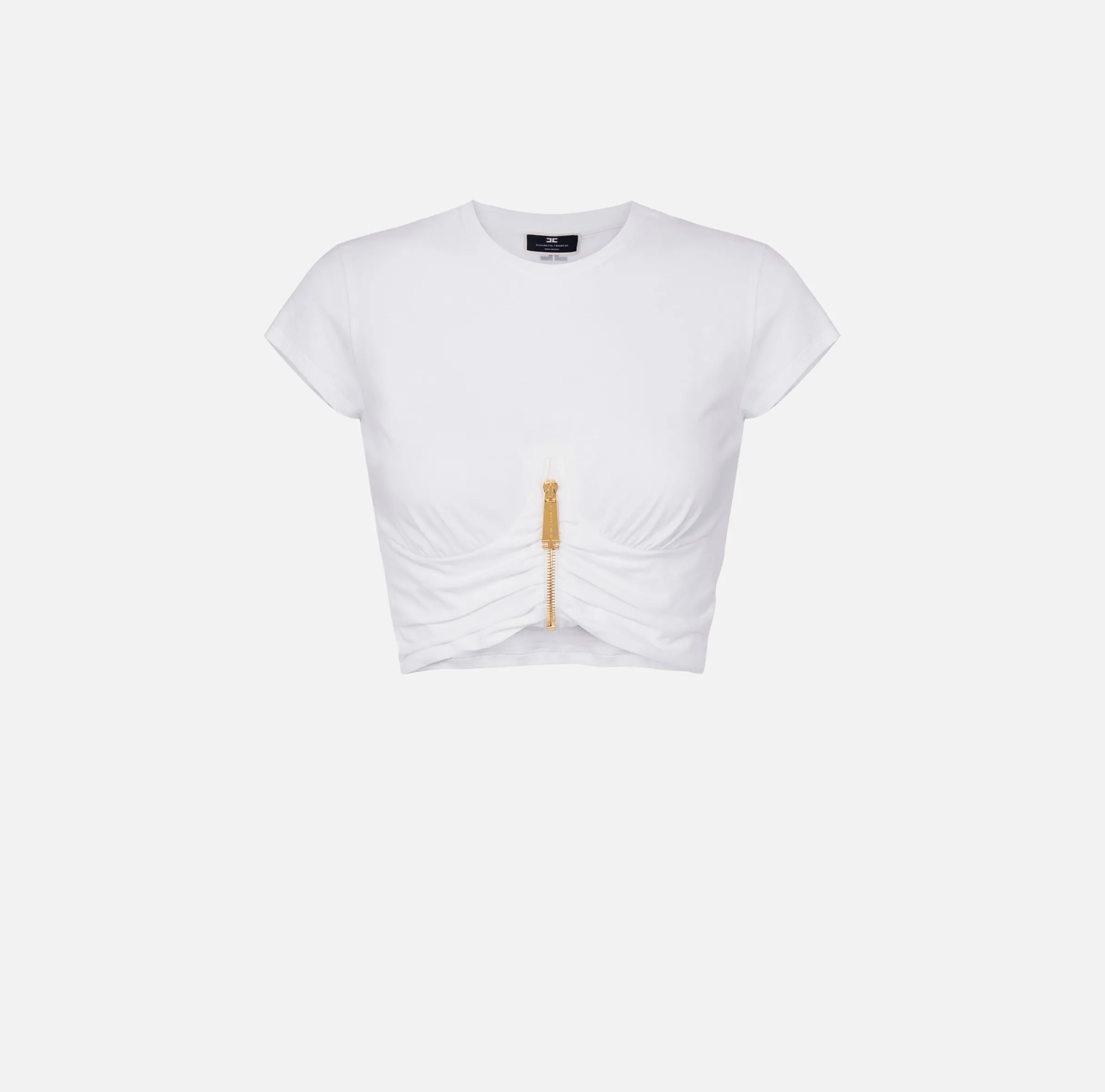 T-shirt cropped in jersey con zip