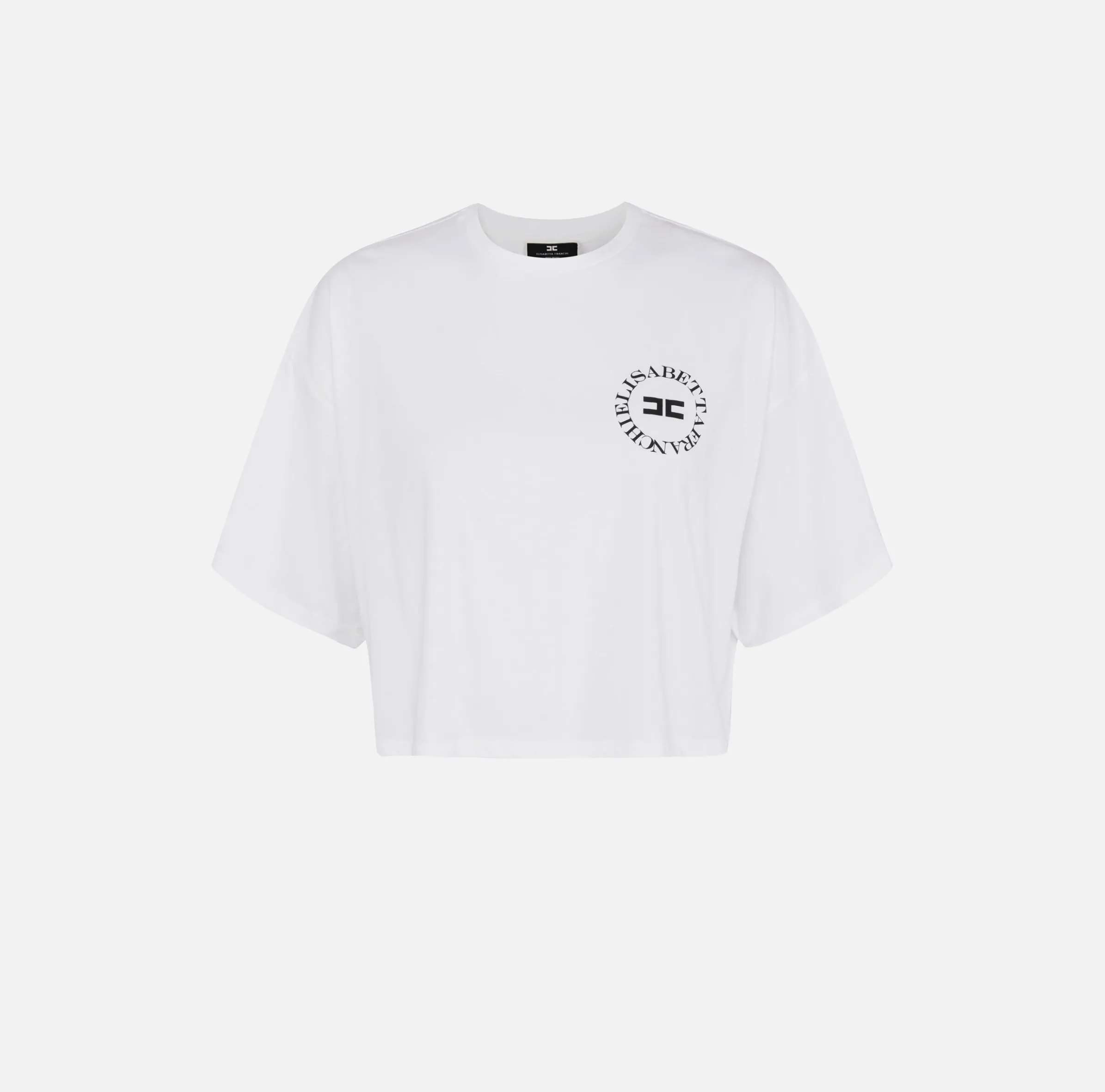 T-shirt cropped in jersey con logo