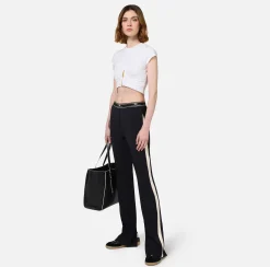 T-shirt cropped in jersey con zip